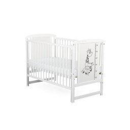 Patut din lemn cu laterala culisanta BabyNeeds Timmi Girafa 120x60cm White