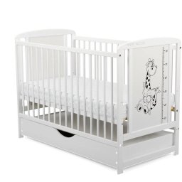 Patut din lemn cu sertar BabyNeeds Timmi Girafa 120x60cm White