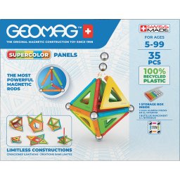 Set de constructie magnetic Geomag Supercolor Panels Recycled 35 Piese 5 Ani+