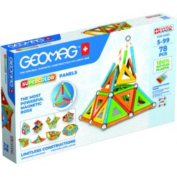 Set de constructie magnetic Geomag Supercolor Panels Recycled 78 Piese 5 Ani+