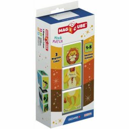Set de constructie magnetic Geomag Magicube Animale din Savana 3 Piese 2 Ani+