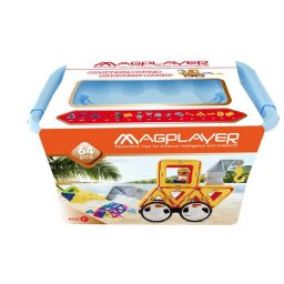 Joc de constructie magnetic MAGPLAYER 64 Piese 3 Ani+