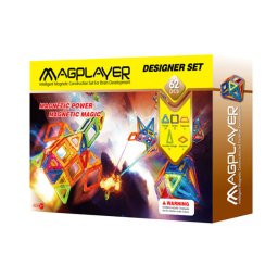 Joc de constructie magnetic MAGPLAYER Designer Set 62 Piese 3 Ani+