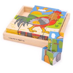 Puzzle cubic BigJigs Toys Animalute de la Ferma 18 Luni+
