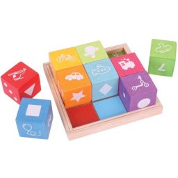 Set BigJigs Toys Cuburi din lemn cu imagini