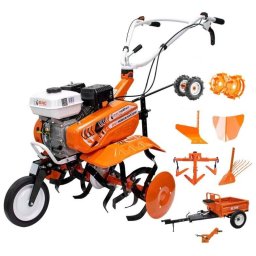 Motosapa Ruris DAC 7000ACC4 + Roti Cauciuc + Rarita + Plug + Adaptor + Dispozitiv Scos Cartofi + Roti Metalice + Cultivator + Remorca
