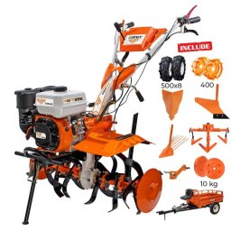 Motosapatoare Ruris 731ACC3 + Roti Cauciuc + Rarita + Plug + Adaptor + Dispozitiv Scos Cartofi + Roti Metalice + Cultivator + Set Contragreutati 10kg + Remorca