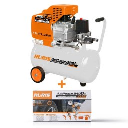 Compresor aer Ruris AirPower2400Plus 24L 8 bari 1500W White Orange
