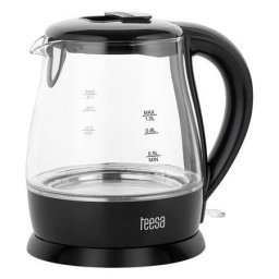 Fierbator Electric Teesa Fara Fir 1l Baza Rotativa 360grade Sticla Borosilicata 1630W Negru