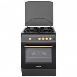 Aragaz NobelTek Cooking NLT 6603NM/FG1 60x60 Plita si Cuptor Gaz Grill Aprindere Electrica Iluminare Cuptor Gratar Fonta Negru