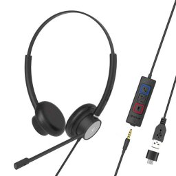 Casti cu fir Call Center Tellur Voice 420 Binaural USB Jack 3.5mm Black