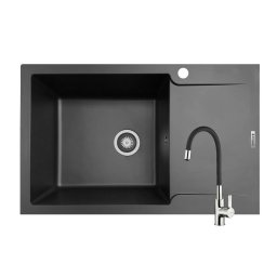 Set Chiuveta bucatarie + Baterie Flessi Pyramis Magnifica Durothek 1B 1D ST Black