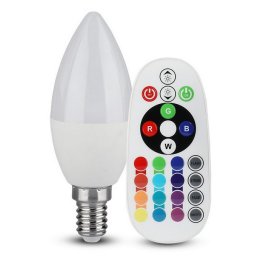 Bec LED cu telecomanda V-Tac SKU-2771 E14 3.5W Dimabil RGB si 6400K Alb rece