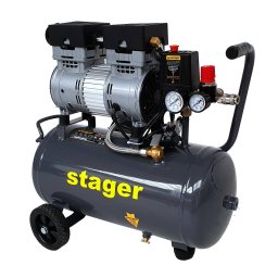 HM0.75JW/24 compresor aer 24L 8bar 135 L/min monofazat angrenare directa, Stager silentios