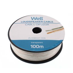 Cablu difuzor WELL 2x0.5mmp 100m Clear