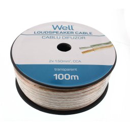 Cablu difuzor WELL 2x1.5mmp 100m Clear