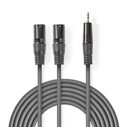 Cablu Audio Nedis 2x XLR - Jack 3.5 mm 3m Gri