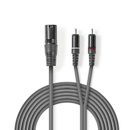 Cablu Audio Nedis XLR Stereo - 2x RCA 1.5m Gri
