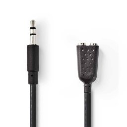 Adaptor Audio Stereo Nedis Jack 3.5mm tata la 2x 3.5mm mama 0.2m Negru