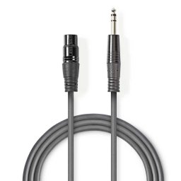 Cablu Audio Stereo Nedis XLR 3-Pin Mama la Jack 6.35mm Tata 1.5m Gri