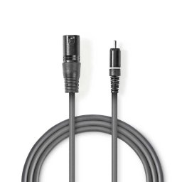 Cablu Audio Nedis XLR 3-pin Male la RCA Male 1.5m Gri