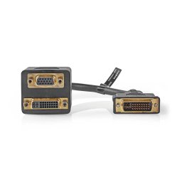 Adaptor Nedis DVI-I 24+5-pini Tata la DVI-I 24+5-pini Mama plus VGA Mama 0.2m Negru