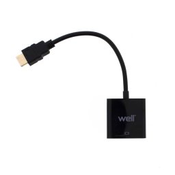 Adaptor WELL HDMI Tata la VGA Mama 0.2m Negru