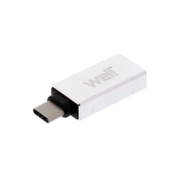 Adaptor WELL USB-C Tata la USB 3.0 Mama Argintiu