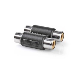 Adaptor Audio Stereo Nedis 2x RCA Mama la 2x RCA Mama Negru 10 Bucati