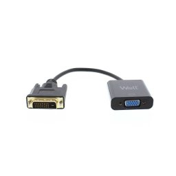 Cablu Adaptor WELL DVI-D 24+1p Tata la VGA Mama 15cm Negru