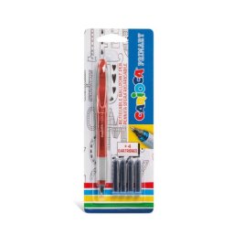 Roller Carioca cu Cartus Cerneala plus 4 Rezerve Blister Rosu