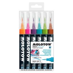 Softliner cu Pompita Molotow Aqua 1mm Portofel Basic