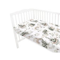 Cearceaf Bumbac Unisex Qmini 140x70cm Elephants on Rainbow