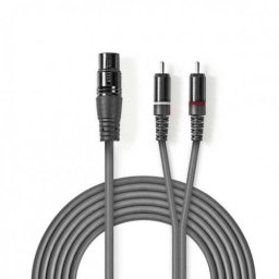 Cablu Audio Nedis XLR - 2x RCA 2m Gri
