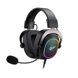 Casti Havit Gamenote H2002P, microfon, conectori: 3.5 si USB, Driver 53mm, Lungime cablu 2.1m, iluminat RGB, Virtual 7.1, Negru