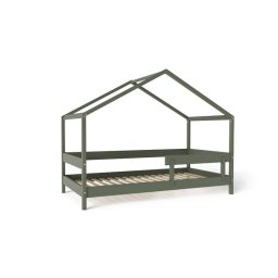 Patut din Lemn Tip Casuta YappyKids YappyHytte 160x80cm Verde
