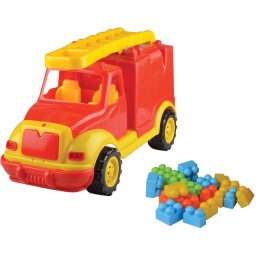Masina pompieri Ucar Toys 43cm cu 38 Piese Constructie in Cutie 3+