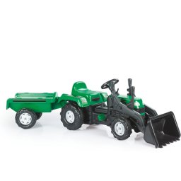 Jucarie Exterior Dolu Excavator cu Pedale si Remorca Verde