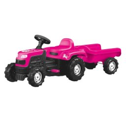 Tractor cu Pedale Dolu Unicorn D2508 si Remorca Varsta 3 Ani+ Roz