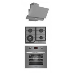 Pachet Studio Casa Cuptor Electric Incorporabil + Plita Gaz Hota Decorativa Terza Modern Parma Glass Grey