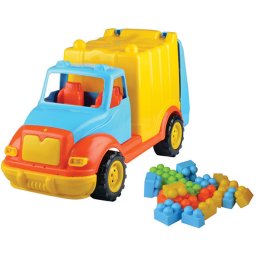 Jucarie Ucar Toys Camion pentru Gunoi 48 cm cu 38 piese constructie UC86
