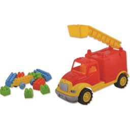 Jucarie Ucar Toys Masina Pompieri 30 cm cu 36 piese Constructie in cutie UC102