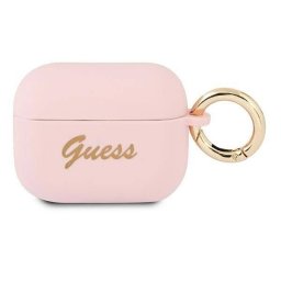 Guess GUAPSSSI Silicone Vintage Script compatibila cu Apple AirPods Pro Roz