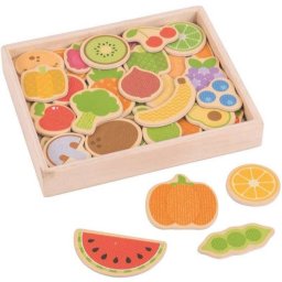 Jucarie BigJigs Toys Set magnetic 35 piese cu fructe si legume