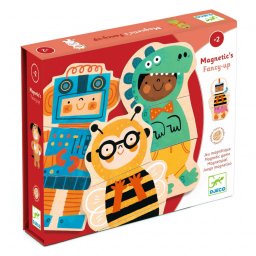 Joc Educativ Djeco Joc cu magneti, Animale costumate, set 24 piese magnetice din lemn