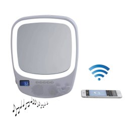 Oglinda Cosmetica Clip Sonic Oglinda Clip Sonic TES187, Iluminata, Bluetooth, IPX4 Splashproof, Fogless, FM, Speaker 3W, Gri