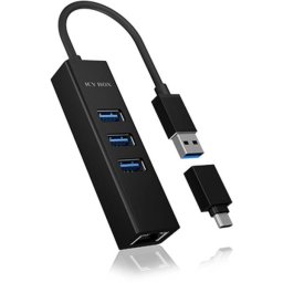 HUB USB ICY BOX IB-HUB1419-LAN Negru
