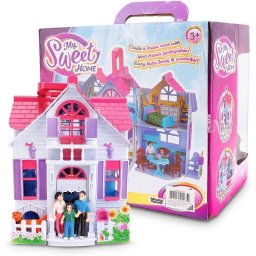 Jucarie Procart Casuta de Papusi Pliabila Familie de Papusi 6 Camere Mobilier si Accesorii