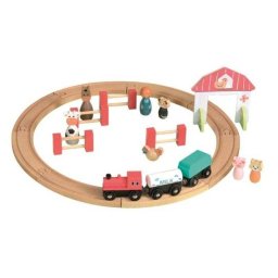 Jucarie Egmont Toys Circuit din lemn cu tren si figurine