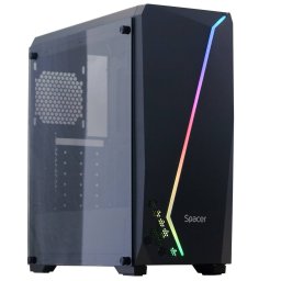 Carcasa Spacer Gaming Middle Tower ATX Fara Sursa Sticla Securizata Negru/RGB